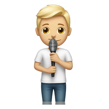 White boy with brown arm tattooed arms holding a microphone  sticker