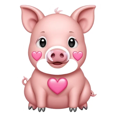 pig with white hearts sticker