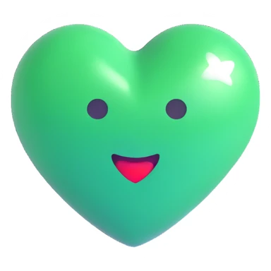 green heart, glossy, 3D emoji style sticker