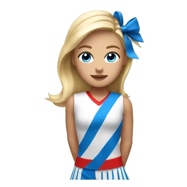 girl wearing white red and black American with blonde hair and blue eyes doing cheerleading  sticker