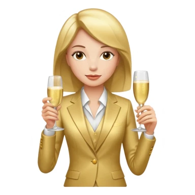 woman with shampane glass in golt suit sticker