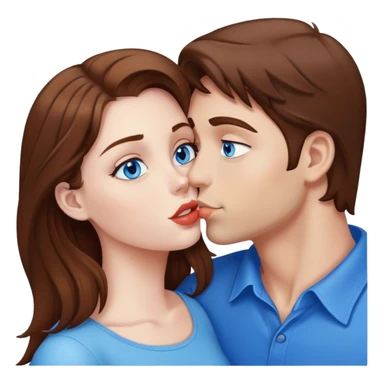 Neon cyberpunk style 
girl with brown hair and blue eyes kiss man sticker