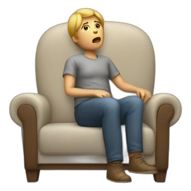 a person complaining about sitting on a sofa sticker