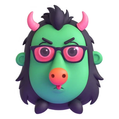 monster with a big nose and black glasses, blushing cheeks sticker