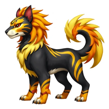 Shiny Glowing Legendary Epic Pyroar-Torracat-Luxray-Tigress-Houndoom-Liger-Hybrid-Fakemon-hybrid-Creature (full body) sticker