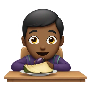 Boy eating eggplant  sticker