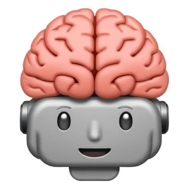 brain emoji with a low battery logo sticker