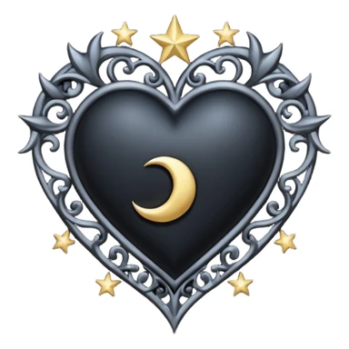 gothic heart with a moon and stars sticker