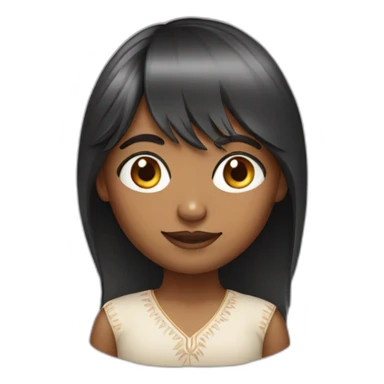 indian girl with bangs hairstyle and long hair sticker