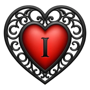 Can you make a heart with a gothic design, I want black and blood red colors . I want the letter I in the middle of the heart sticker