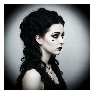 goth profile picture with a heart accent, cute, expressive, minimal, variation 4 sticker