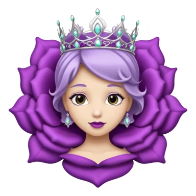 Purple rose flower, silver circle plaque, silver tiara sticker