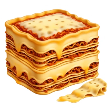 Cinematic Realistic Lasagne alla Bolognese Dish Emoji, depicted with layered pasta, rich meat sauce, and melted cheese rendered with exquisite detail and hearty, warm lighting. sticker