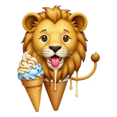 Lion eating ice cream sticker