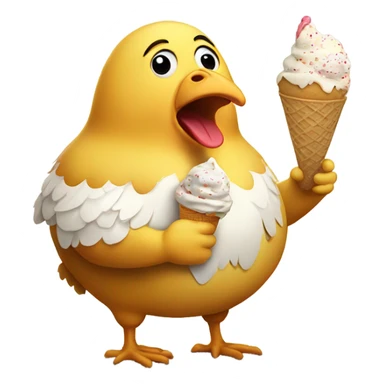 Fat chicken with human legs eating ice cream  sticker