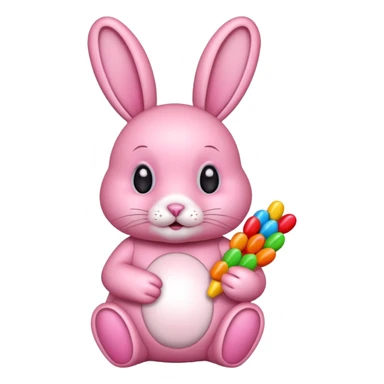 pink rabbit with candies sticker