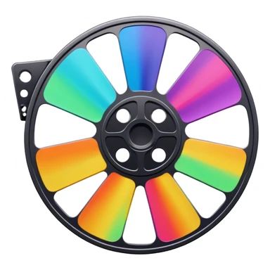 Psychedelic colored movie reel sticker