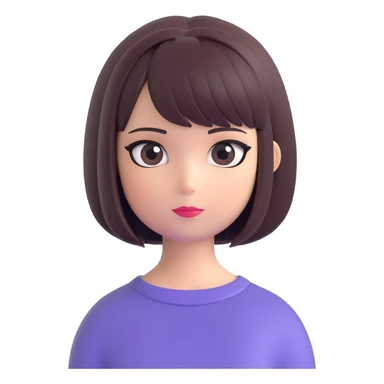 Make the alt-girl look like Samsung Sam, with a cute expression, bob haircut, drawn eyeliner, only the head and hair, no neck, keep background transparent in 3D emoji style. sticker