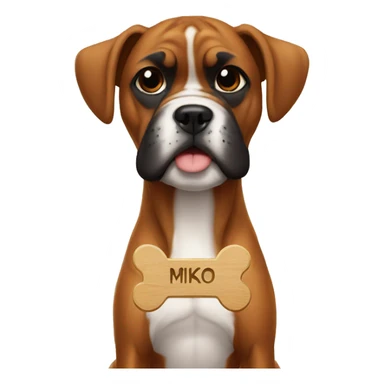 boxer dog with a name plaque that says MIKO sticker