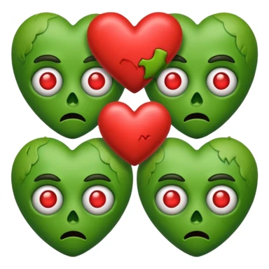 Zombies made out of heart emojies fighting with green skin sticker