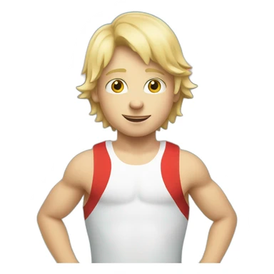 blonde boy in red and white tank top at swimming pool sticker