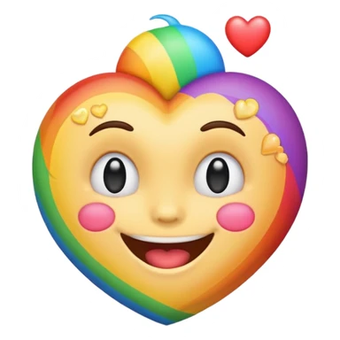 smiling face with a heart popping out, heart is rainbow colored sticker