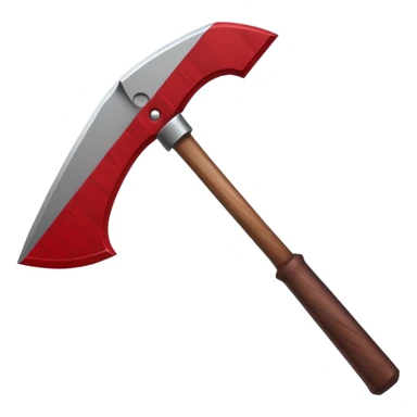 Minecraft hoe with brown handle and ruby red blade sticker