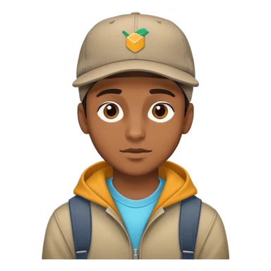 a young man with a very urban-style cap, with unfamiliar colors sticker