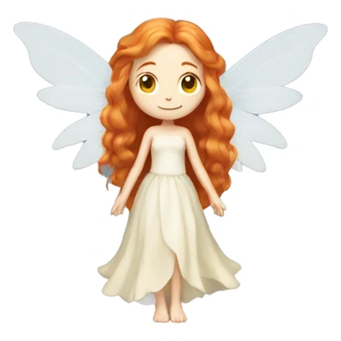a white skin fairy, long ginger hair and wings sticker