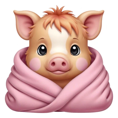baby kunekune pig cozy in a blanket sticker