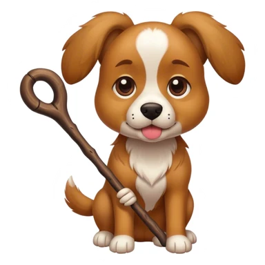 Dog with a stick sticker