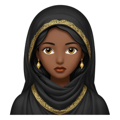 Apariencia: Mujer joven, morena, de gran belleza y porte misterioso.
-Rostro: Ojos grandes y negros, mirada intensa y fija; labios marcados.
-Cabello: Negro, largo y brillante, suele ir cubierto parcialmente por un velo o pañuelo oriental. sticker