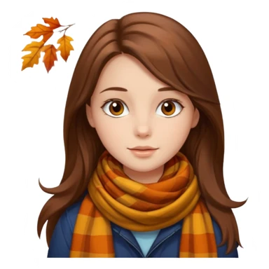 دختر مو بلند قهوهای صورت زیبا با وایب پاییز sticker