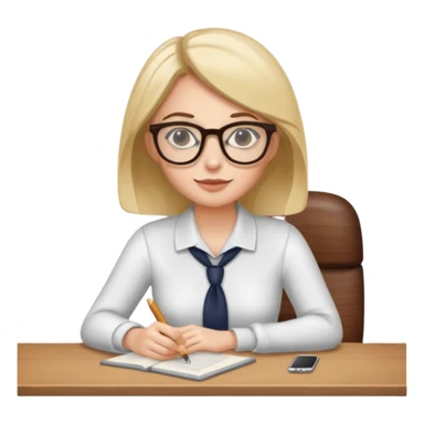 woman sitting at a desk sticker