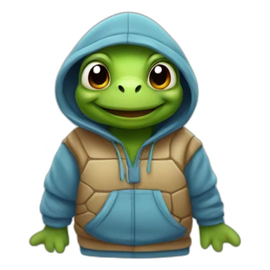 Little cartoon turtle wearing a hoodie sticker