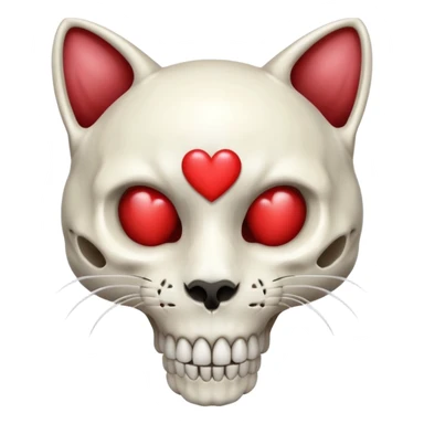 cat skull with a heart sticker
