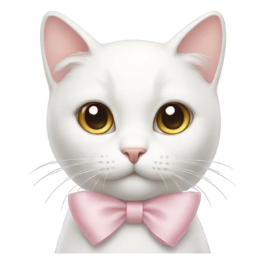 White cat with a light pink bow sticker