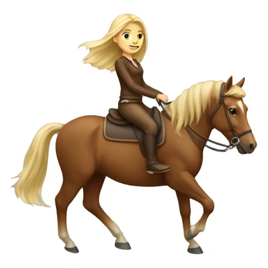 Blonde girl riding brown horse sticker