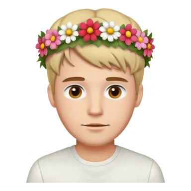 Man with flower crown and white shirt, half body sticker
