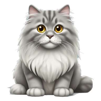 Grey Siberian fluffy cat sitting  sticker