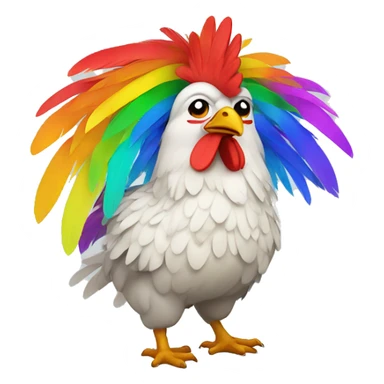 rainbow chicken wearing feathers sticker