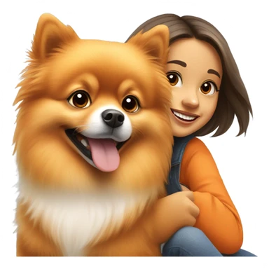 orange Pomeranian dog with girl  sticker