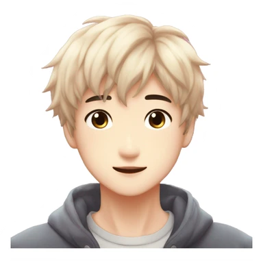 Gorgeous bright sparkly romantic Asian anime gentle man with blushing face aesthetic trending style outside sticker