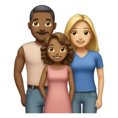a family consisting of an interracial couple with 2 kids sticker