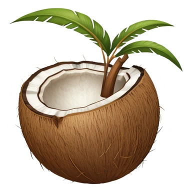 whole coconut with brown husk sticker