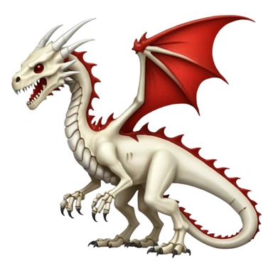  White skeletal skeleton bone dragon with some blood sticker