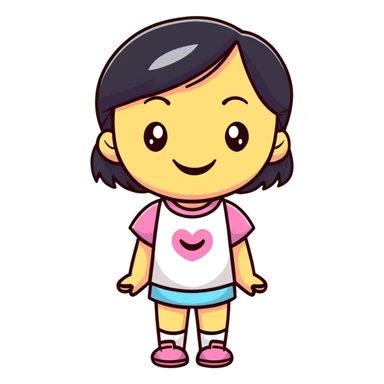 girl with smile sticker