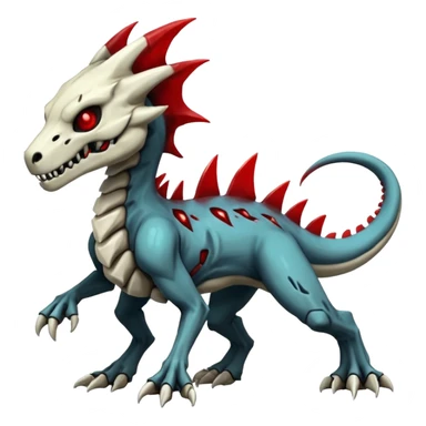 Shiny White Evil Glowing Eldritch Skeletal Creepy Edgy Badass Cool Marowak-Salandit-Duskull-Darkdramon-fusion with bloody red markings sticker