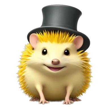 a cheerful yellow hedgehog in a hat sticker