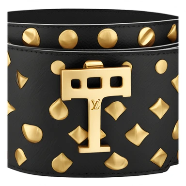 Luxury Black Louis hVuitton belt with Gold buckle sticker